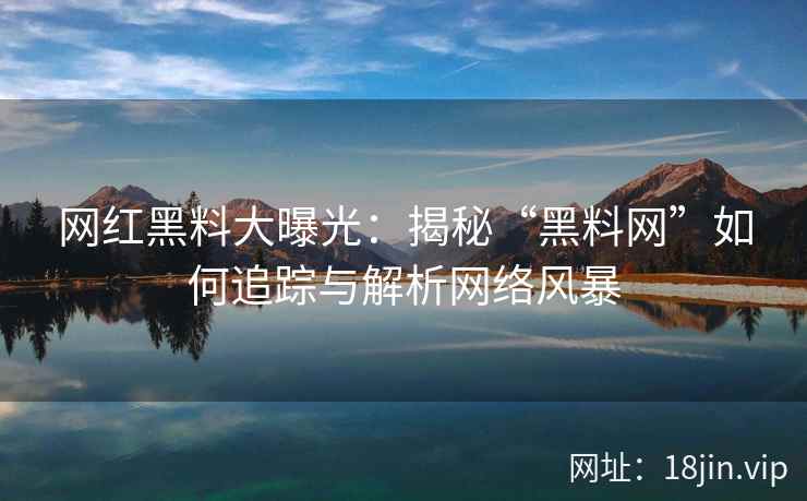 网红黑料大曝光：揭秘“黑料网”如何追踪与解析网络风暴